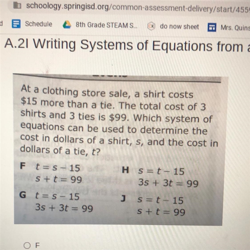 At a clothing store sale, a shirt costs $15 more than a tie. The total cost of 3 shirts-example-1