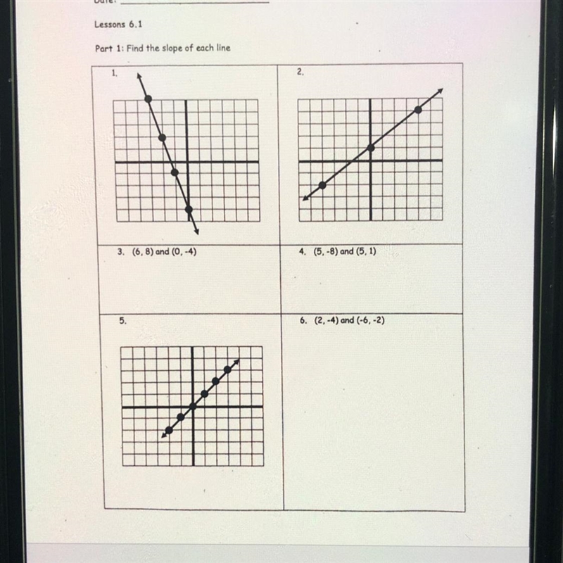 Help find the slope of each line-example-1