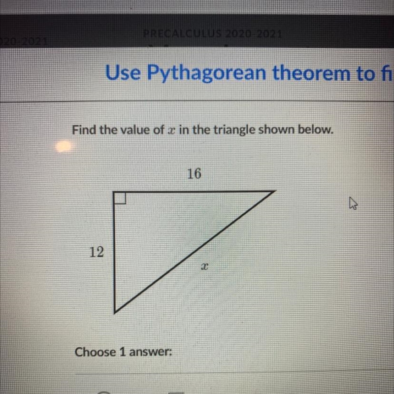 Find the value of x in the triangle shown below-example-1