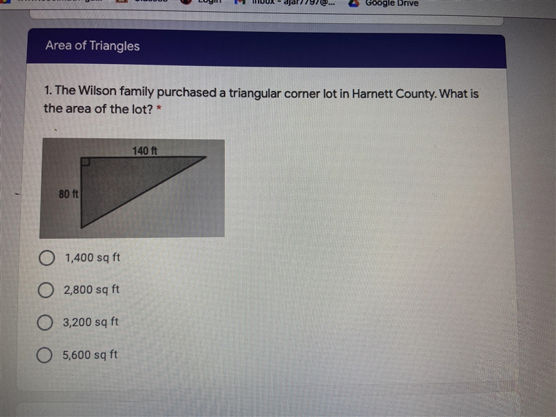 I need help ASAP!! The Wilson family purchased a triangular corner lot in Harnett-example-1