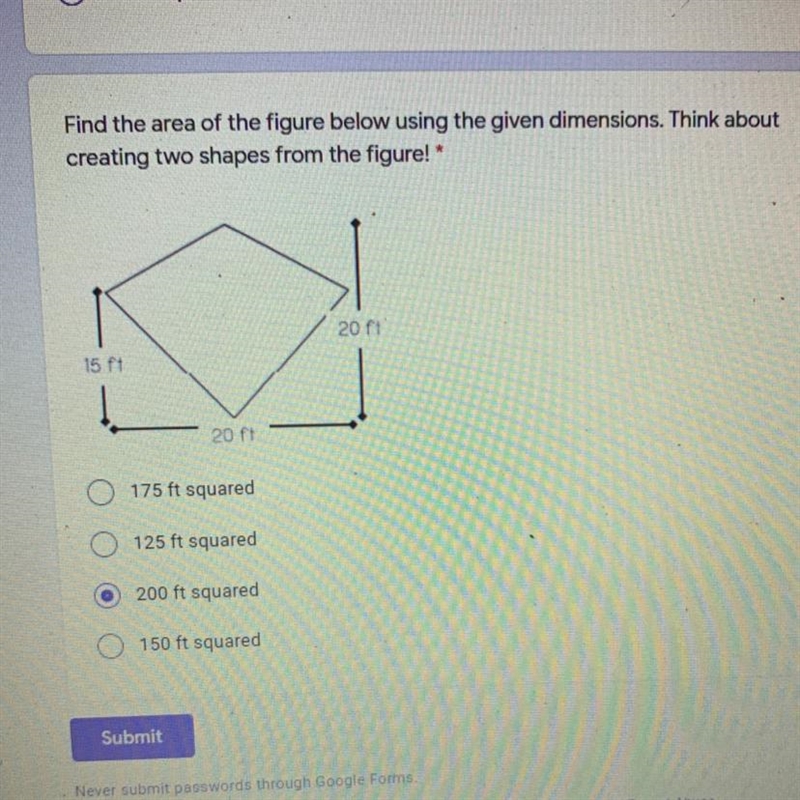 Find the area of the figure below using the given dimensions. Think about creating-example-1