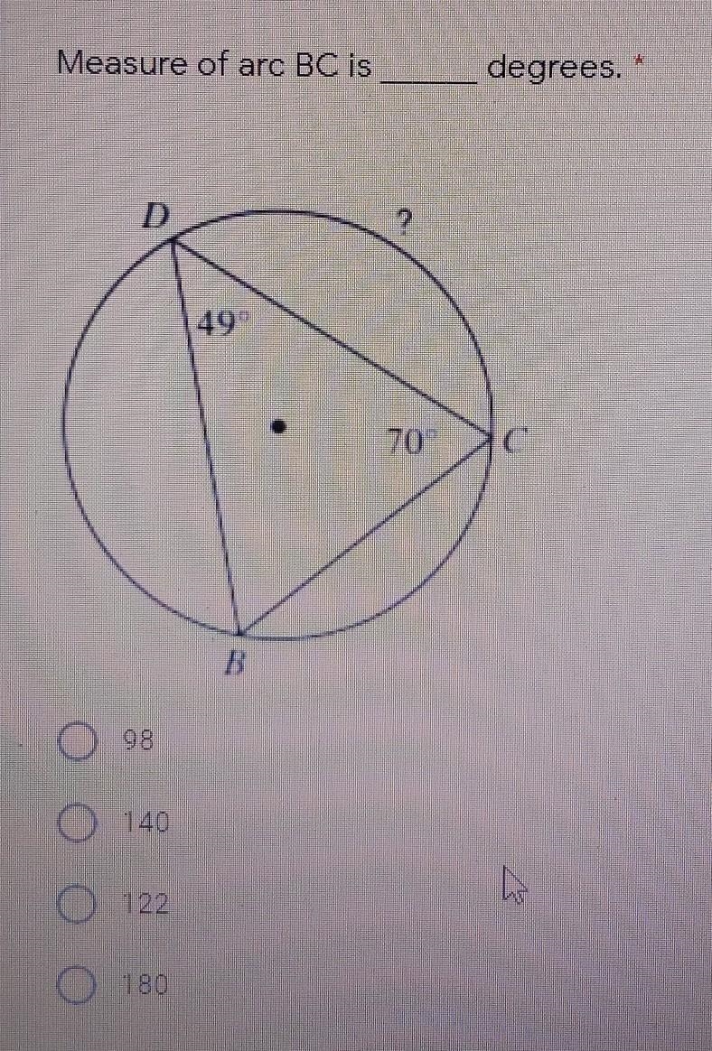 Measure of arc BC isdegrees​-example-1