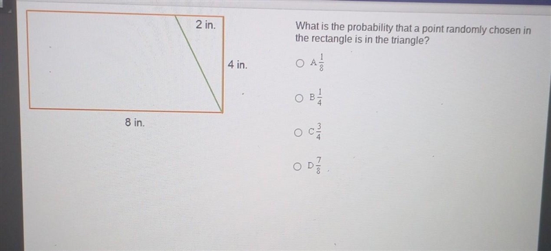 What is the probability that a point randomly chosen in the rectangle is in the triangle-example-1