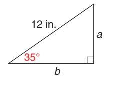 In the figure below, solve for the value of a. a = ______ in. (round to the nearest-example-1