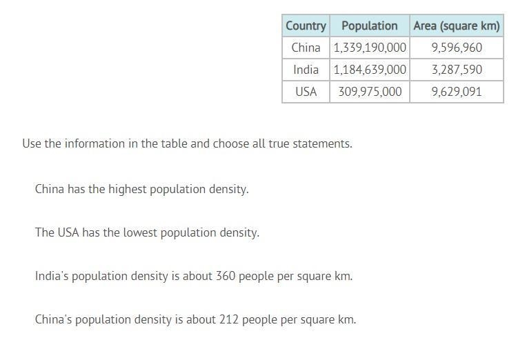 Plz help! Urgent! Use the information in the table and choose all true statements-example-1