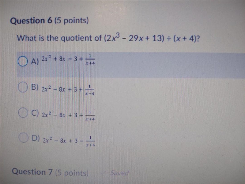 What is the quotient of (2x3 – 29x + 13) ÷ (x + 4)?-example-1