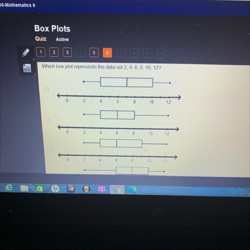 Which box plot represents the data set 2, 4,4,8,10,12-example-1