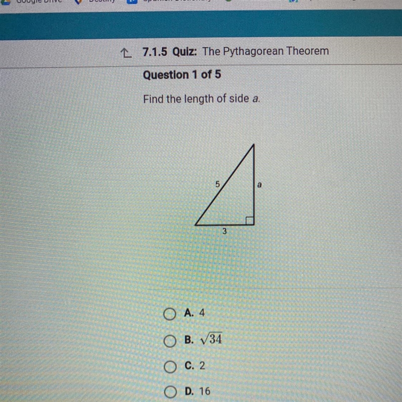 Find the length of side a?-example-1