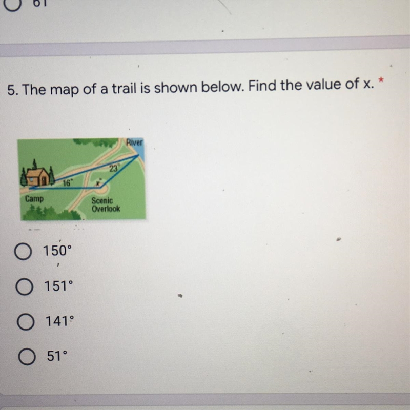 The map of a trail is shown below. Find the value of x.-example-1