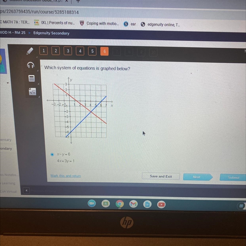 Which system of equations is graphed below?-example-1