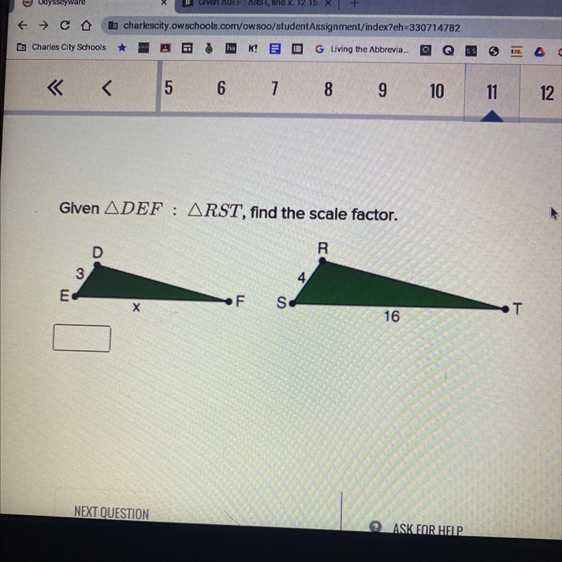 Given ADEF: ARST, find the scale factor-example-1