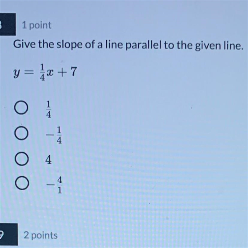 Give the slope of a line parallel to the given line.-example-1