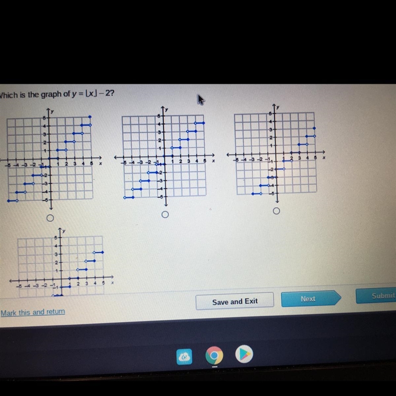 Which is the graph of y=[x]-2?-example-1