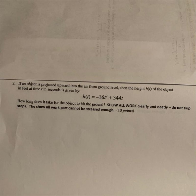 If an object is projected upward into the air from ground level, then the height h-example-1