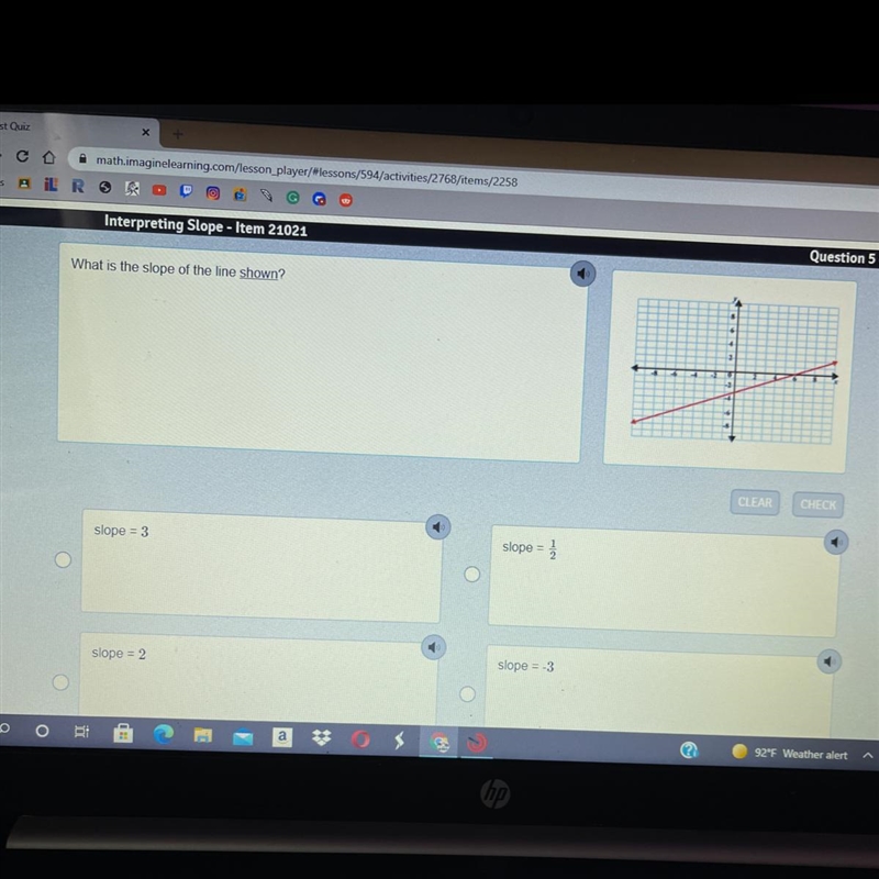 What is the slope of the line shown?-example-1