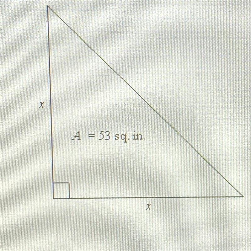 - Find the value of x. If necessary, round to the nearest tenth. A = = 53 sq. in-example-1