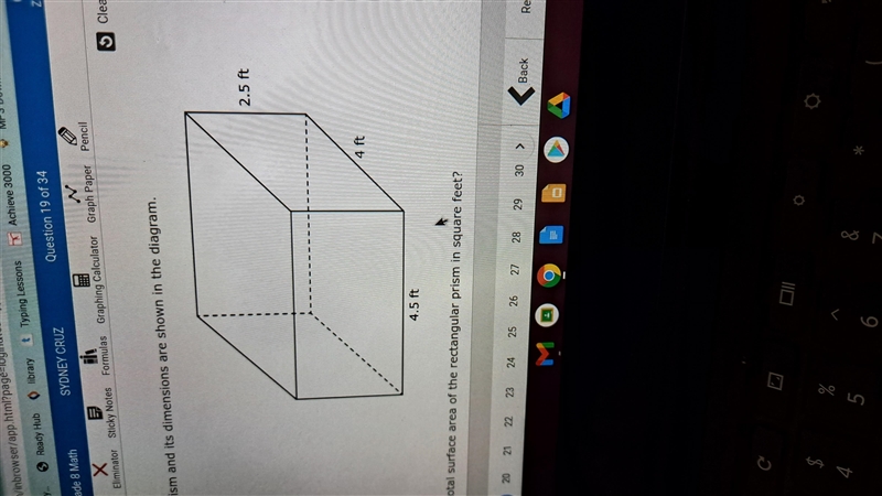 Rectangular prism and its dimensions are shown in the diagram what is the total surface-example-1