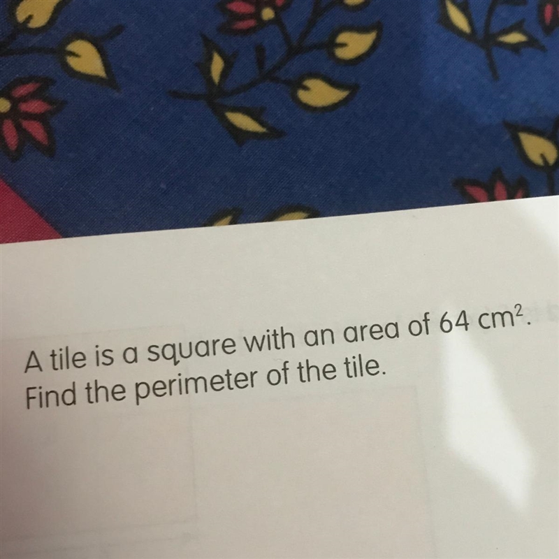 A tile is a square with an area of 64 cm square-example-1