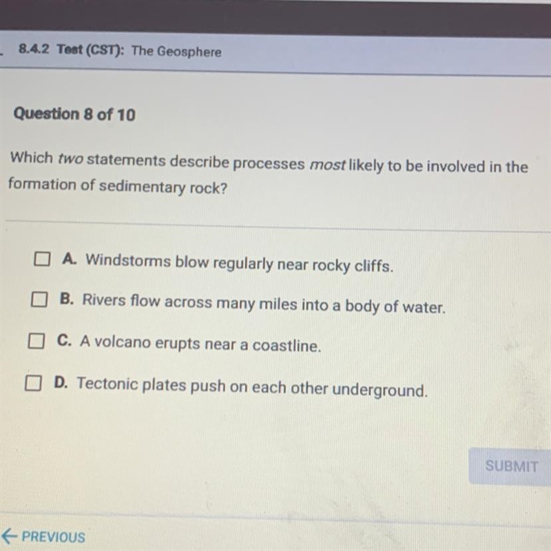 Which two statements describe processes most likely to be involved in the formation-example-1