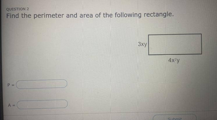 Find the perimeter and area of the following rectangle-example-1