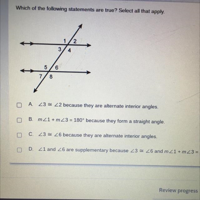 Which of the following statements are true? Select all that apply.-example-1