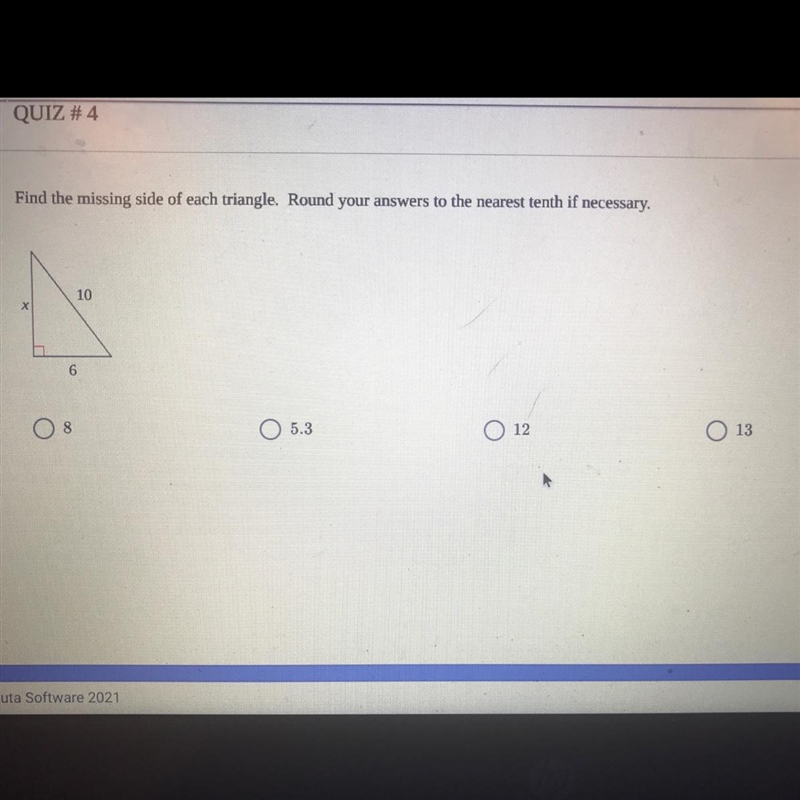 Find the missing side of each triangle. Round your answers to the nearest tenth if-example-1