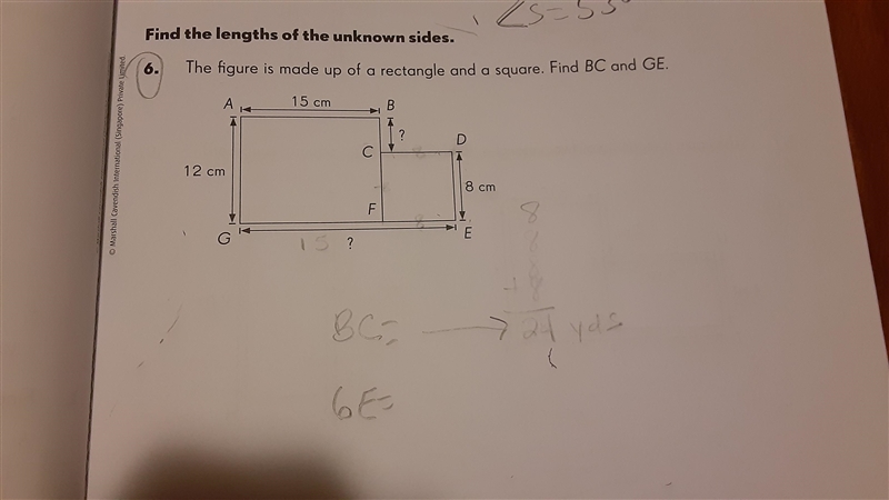 Help, my daughter is learning about finding lengths of unknown sides. I have no idea-example-1