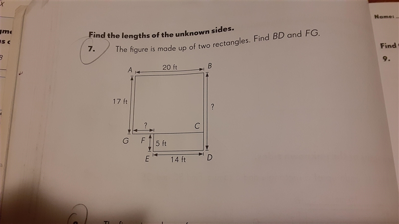 Help, my daughter is learning about finding lengths of unknown sides. I have no idea-example-3