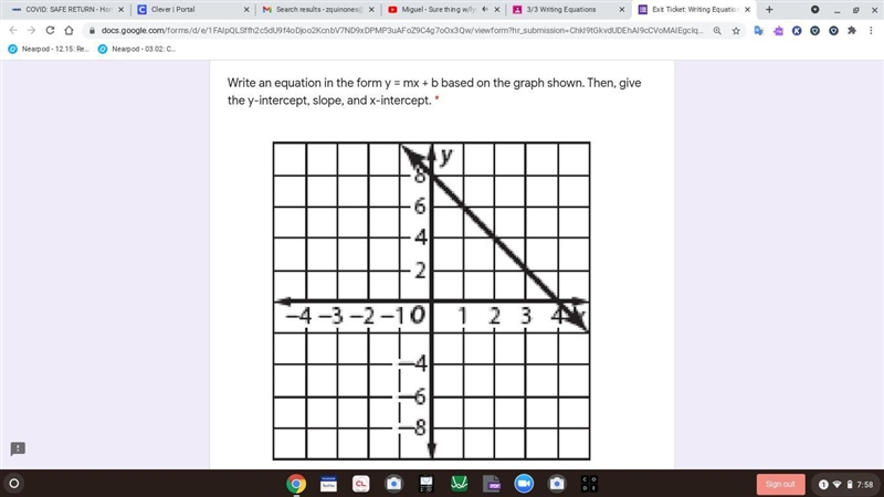 Write an equation in the form y = mx + b-example-1