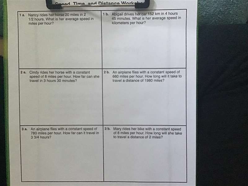 Please help This Is A Speed, Time and Distance Worksheet! Please SHOW your WORK!-example-1