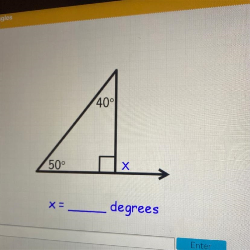 40° 50° Х x = __ degrees-example-1