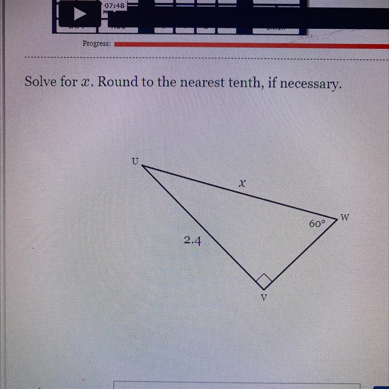 Solve for x round to the nearest tenth if necessary-example-1