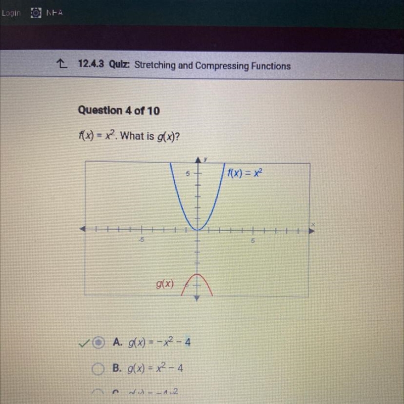 F(x)=x^2 what is g(x)-example-1