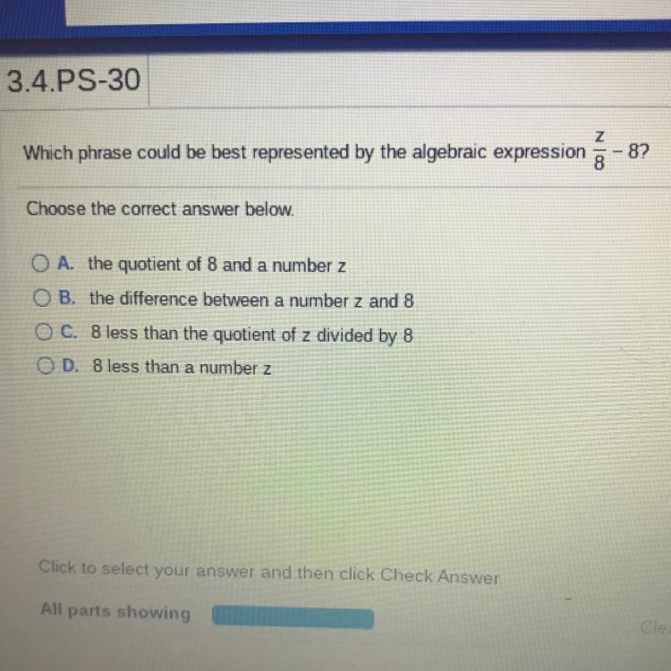 Which phrase could be best represented by the algebraic expression-example-1