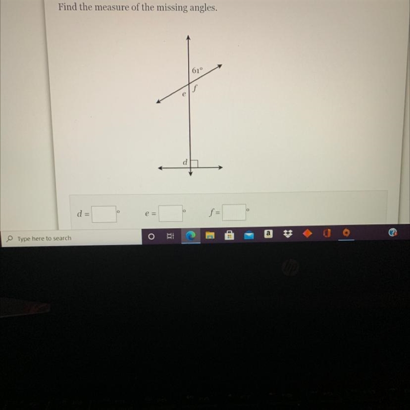 Find the measure of the missing angles.-example-1