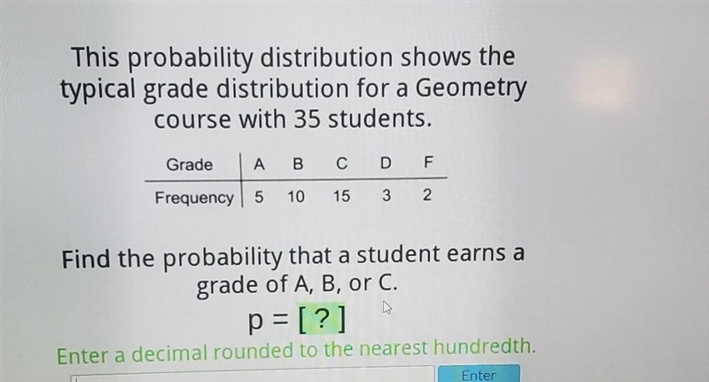 This probability distribution shows the typical grade distribution for a Geometry-example-1