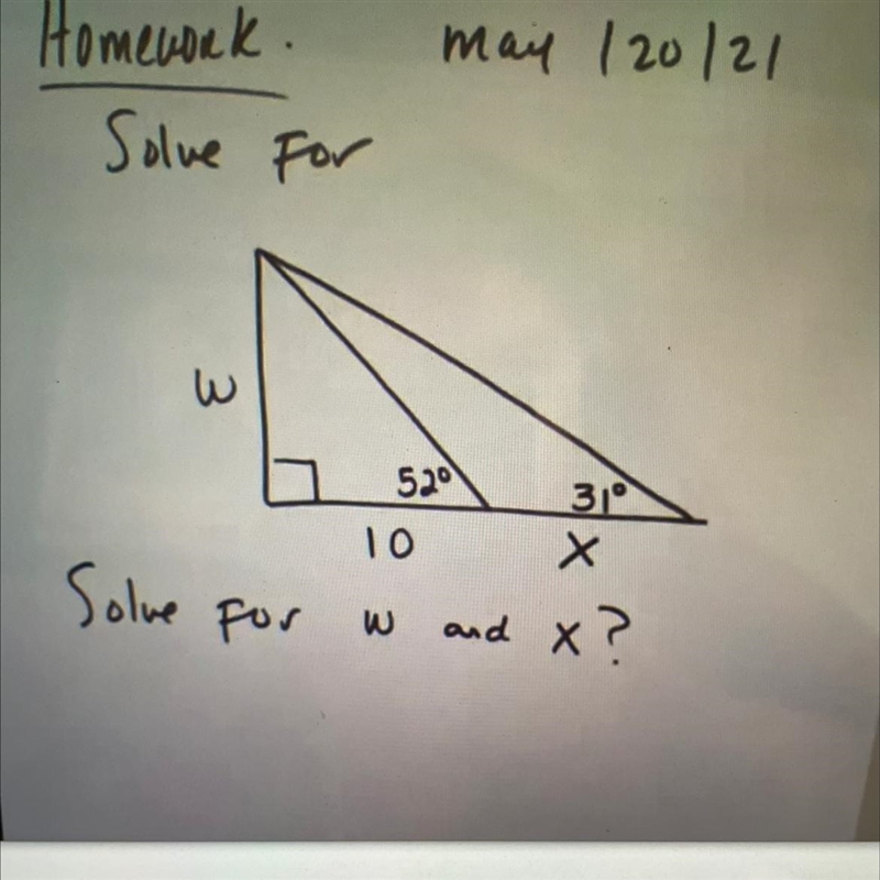 Solve For w and X x?-example-1