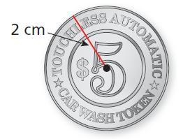 Find the circumference of the coin. Use 3.14 or 22/7 for pi. Remember to have the-example-1