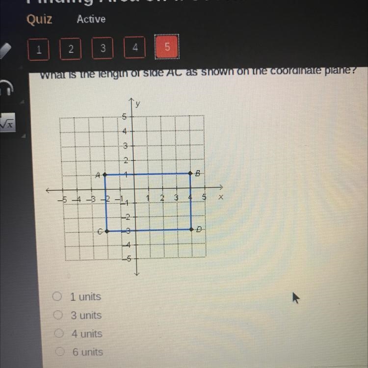 What is the length of side AC as shown on the coordinate plane? ТУ-example-1