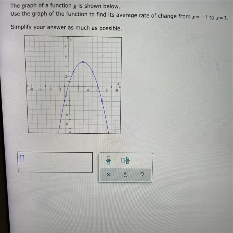 HELP ASAP: The graph of a function g is shown below. Use the graph of the function-example-1