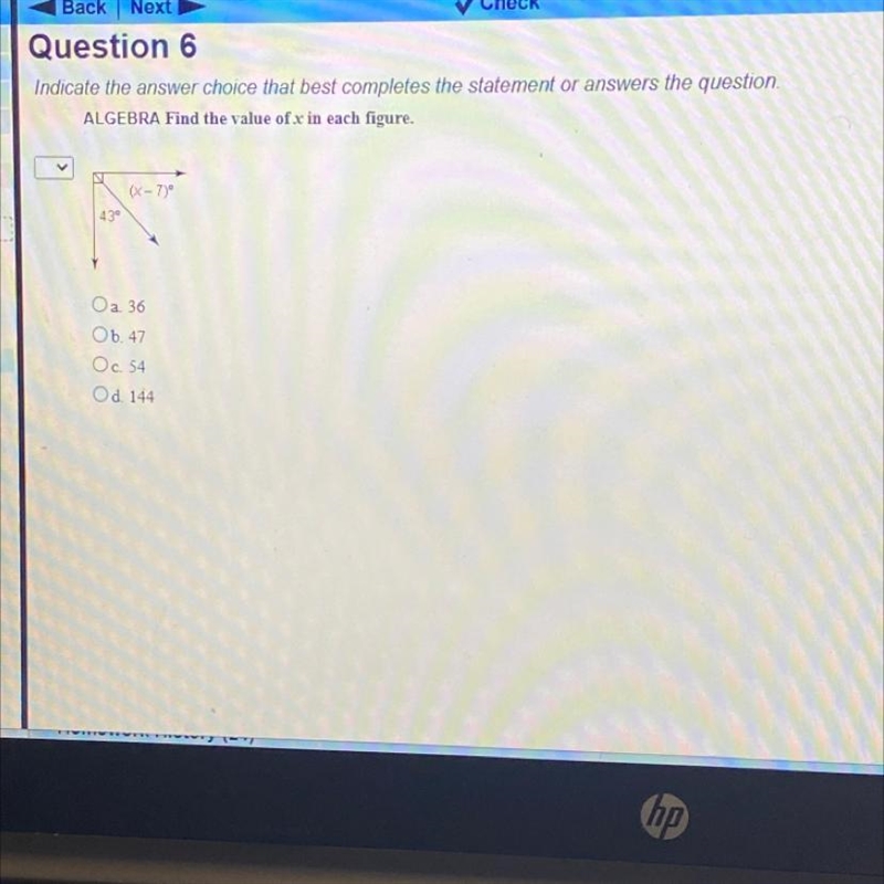 Algebra find the value of x in each figure .-example-1