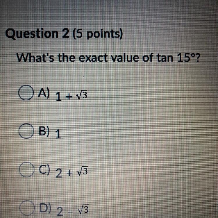 What's the exact value of tan 15°?-example-1