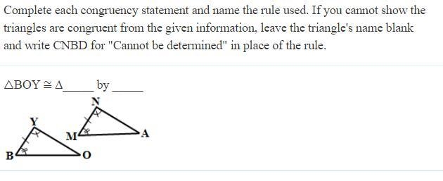 Complete each congruency statement and name the rule used. If you cannot show the-example-1