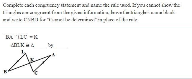 Complete each congruency statement and name the rule used. If you cannot show the-example-2