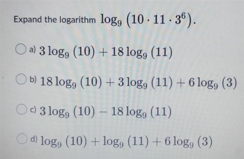 Expand the logarithm. NO LINKS OR ANSWERING QUESTIONS YOU DON'T KNOW! ​-example-1