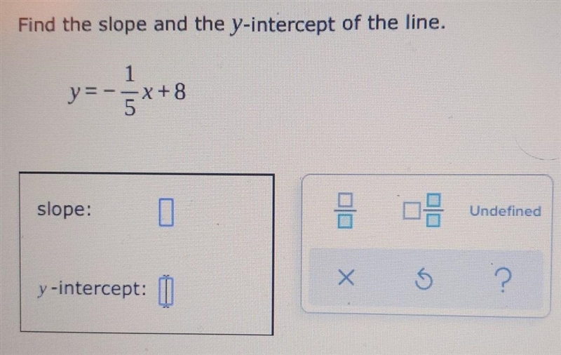 Find the slope and the y-intercept of the line. ​-example-1