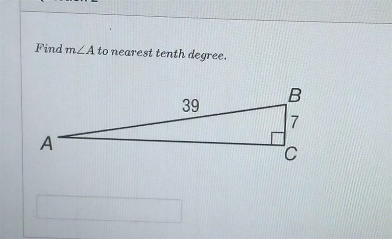 Find m<A to the nearest tenth degree​-example-1