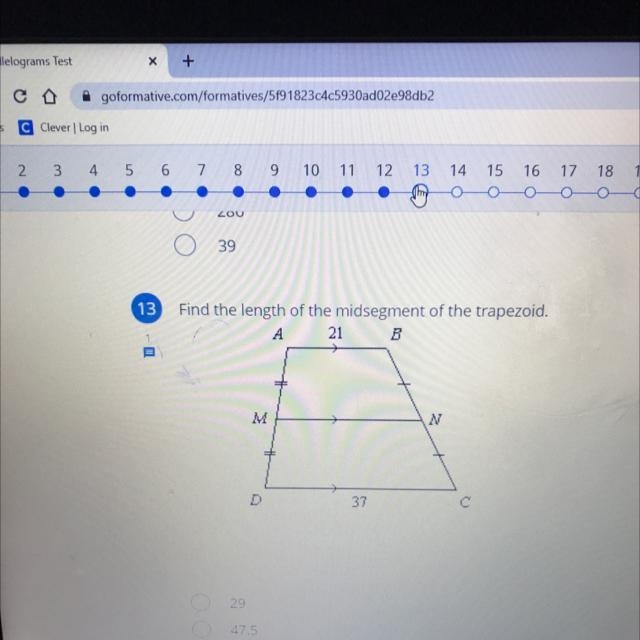 Find the length of the midsegment of the trapezoid.-example-1