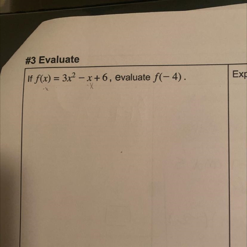 If f(x)=3x^2-x+6, evaluate f(-4)-example-1