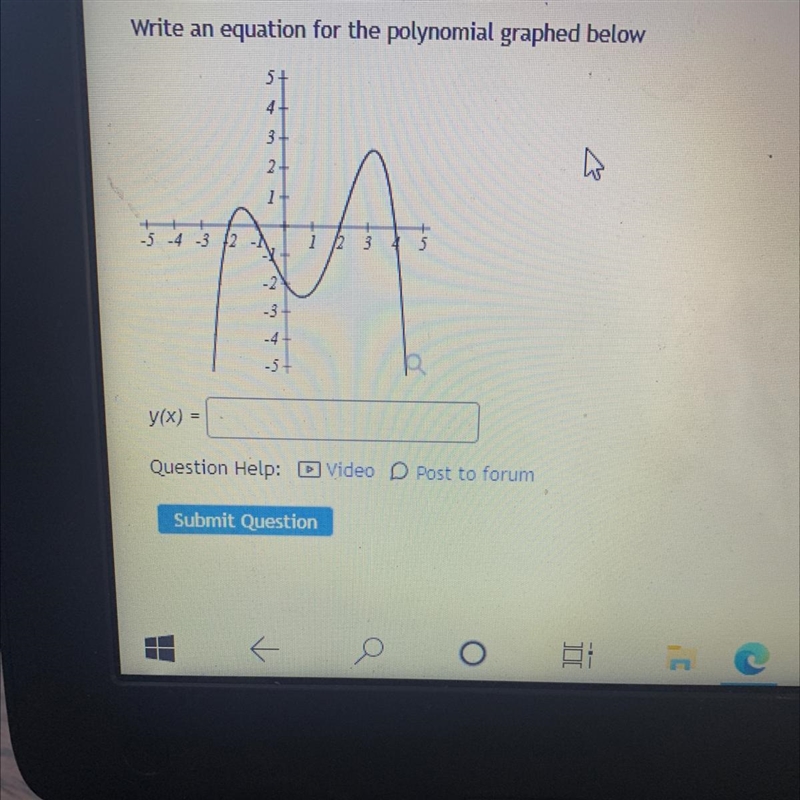 Write an equation for the polynornial graphed below y(x) =-example-1